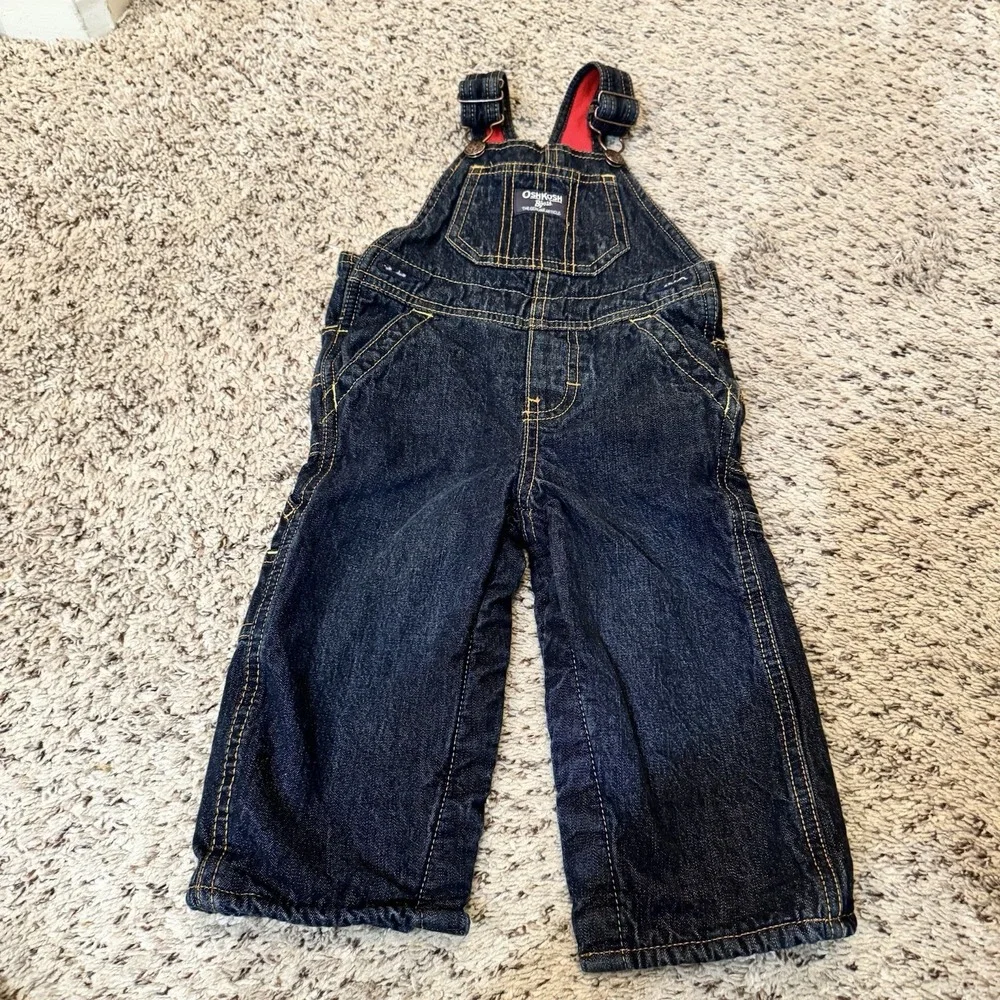 Oshkosh Denim Lined Red Overalls Size‎ 12 Months